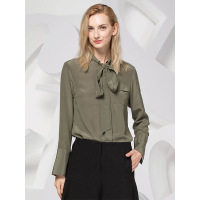 HBE022JL修身显瘦蝴蝶领结真丝衬衫