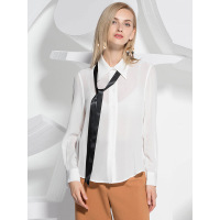 HBE054BS学院风织带真丝衬衫