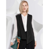 HBE049HE简约时尚翻领不规则下摆马甲