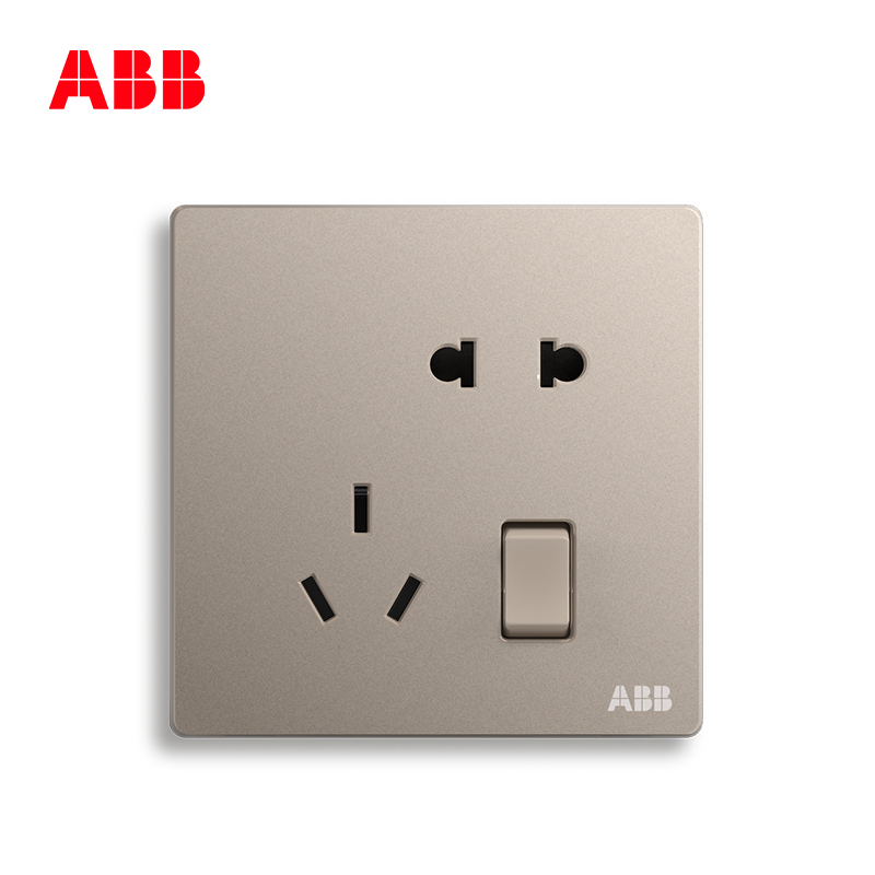 ABB开关插座 轩致无框二位中标带开关 二三极插 10AAF225-PG