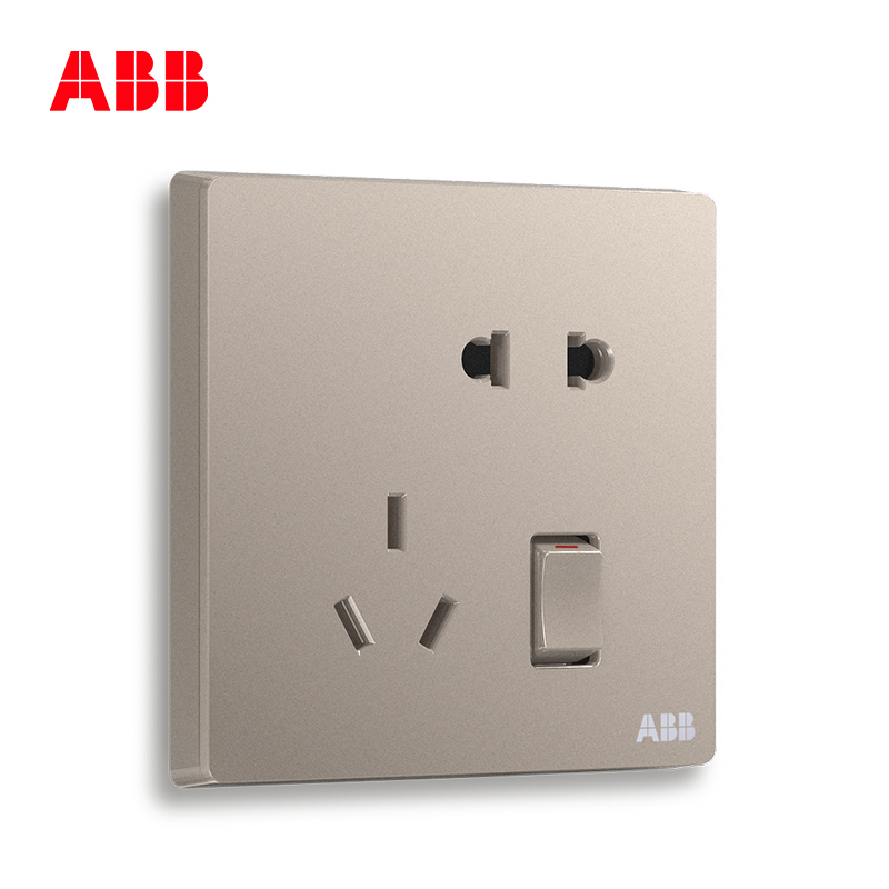 ABB开关插座 轩致无框二位中标带开关 二三极插 10AAF225-PG