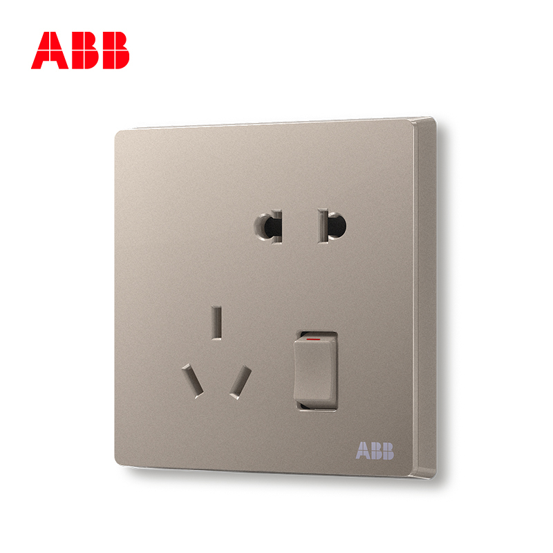 ABB开关插座 轩致无框二位中标带开关 二三极插 10AAF225-PG