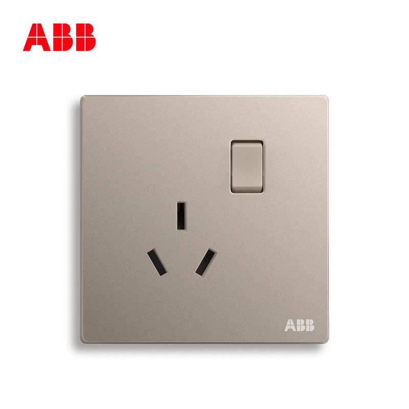 ABB开关插座 轩致无框一位中标带开关三孔插座16AAF228-PG