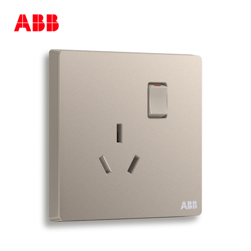 ABB开关插座 轩致无框一位中标带开关三孔插座16AAF228-PG