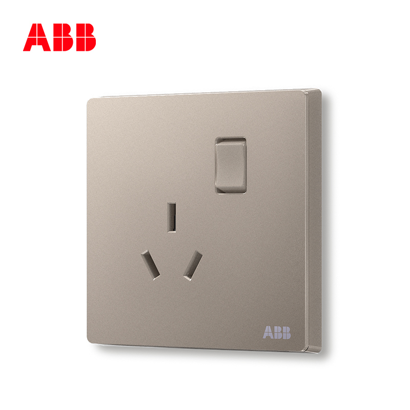 ABB开关插座 轩致无框一位中标带开关三孔插座16AAF228-PG