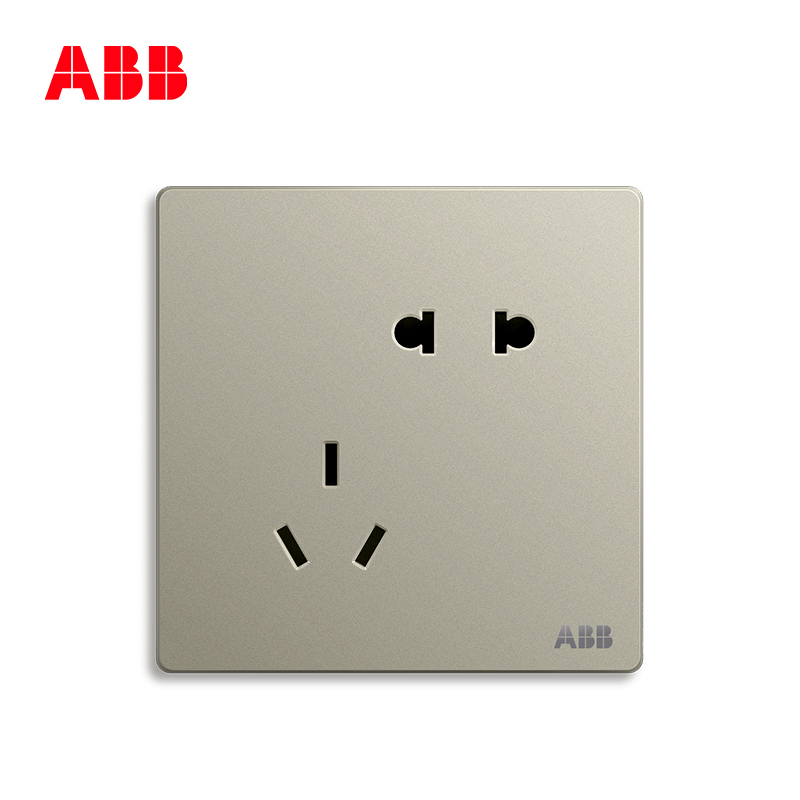 ABB开关插座 轩致无框二位中标 二三极插座10AAF205-CS