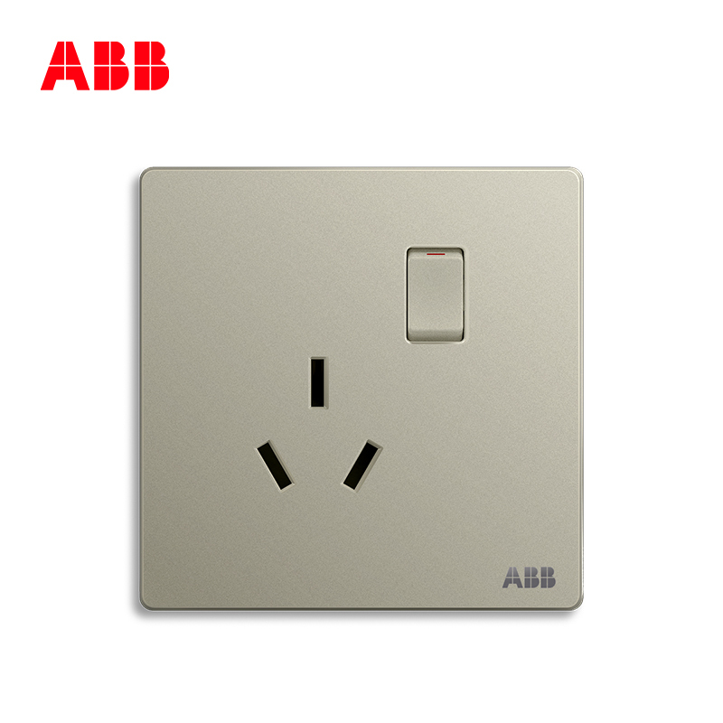 ABB开关插座 轩致无框一位中标带开关三孔插座16AAF228-CS