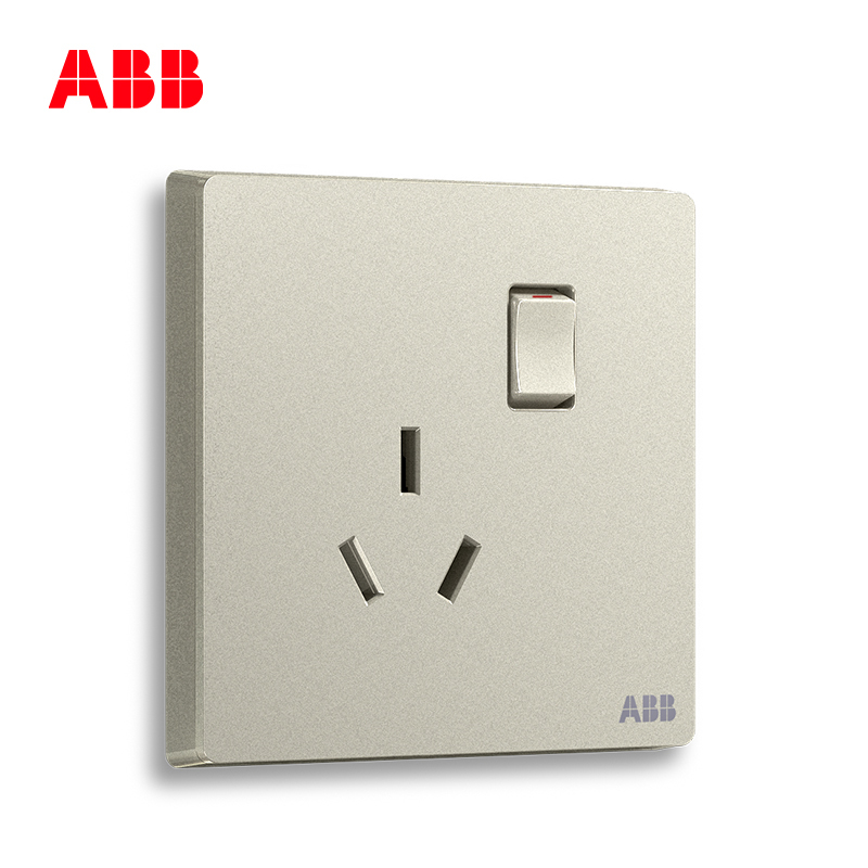 ABB开关插座 轩致无框一位中标带开关三孔插座16AAF228-CS
