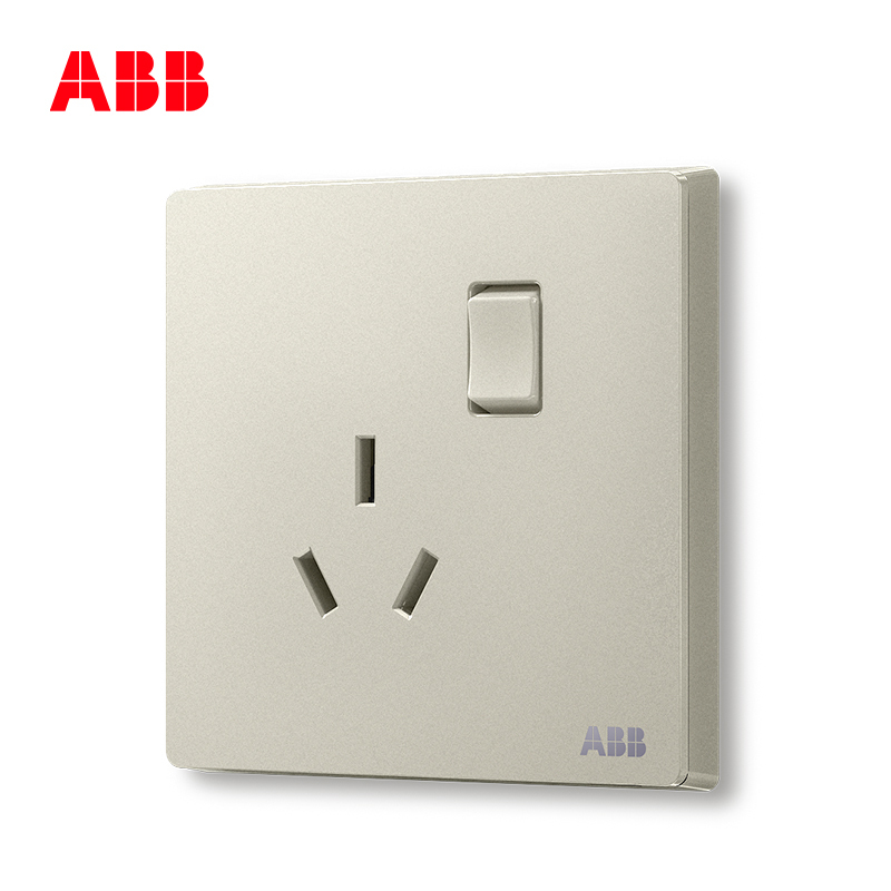 ABB开关插座 轩致无框一位中标带开关三孔插座16AAF228-CS