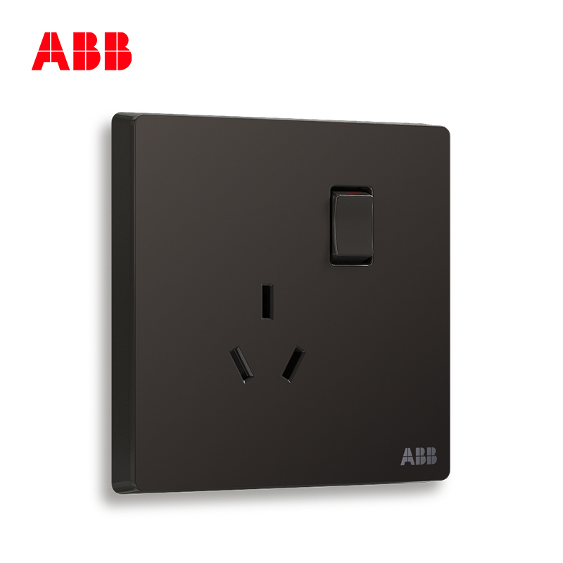 ABB开关插座 轩致无框一位中标带开关三孔插座10AAF223-885