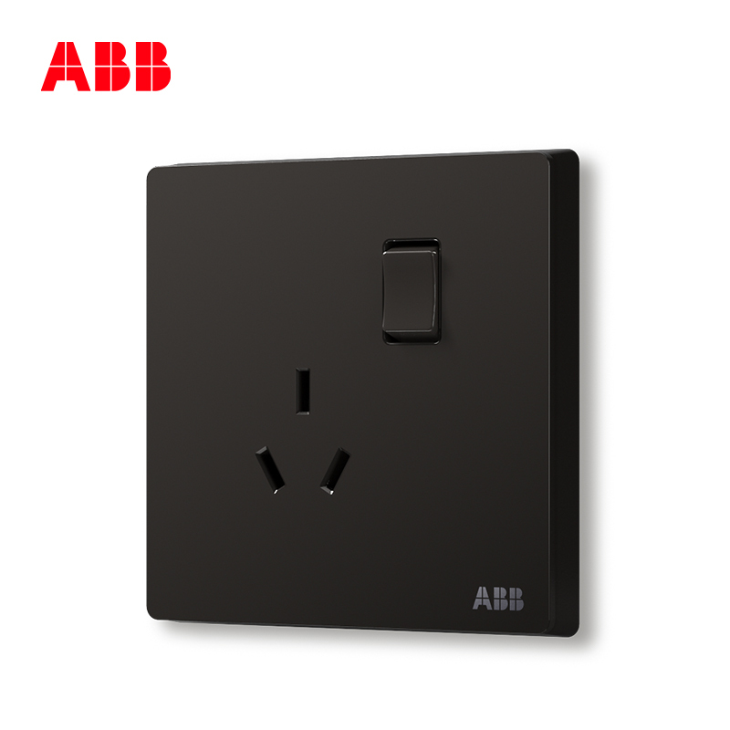 ABB开关插座 轩致无框一位中标带开关三孔插座10AAF223-885