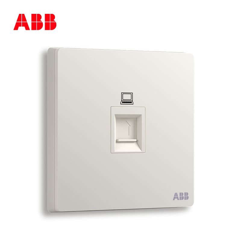 ABB开关插座 轩致无框 雅典白色 一位单电脑网络信息插座AF331