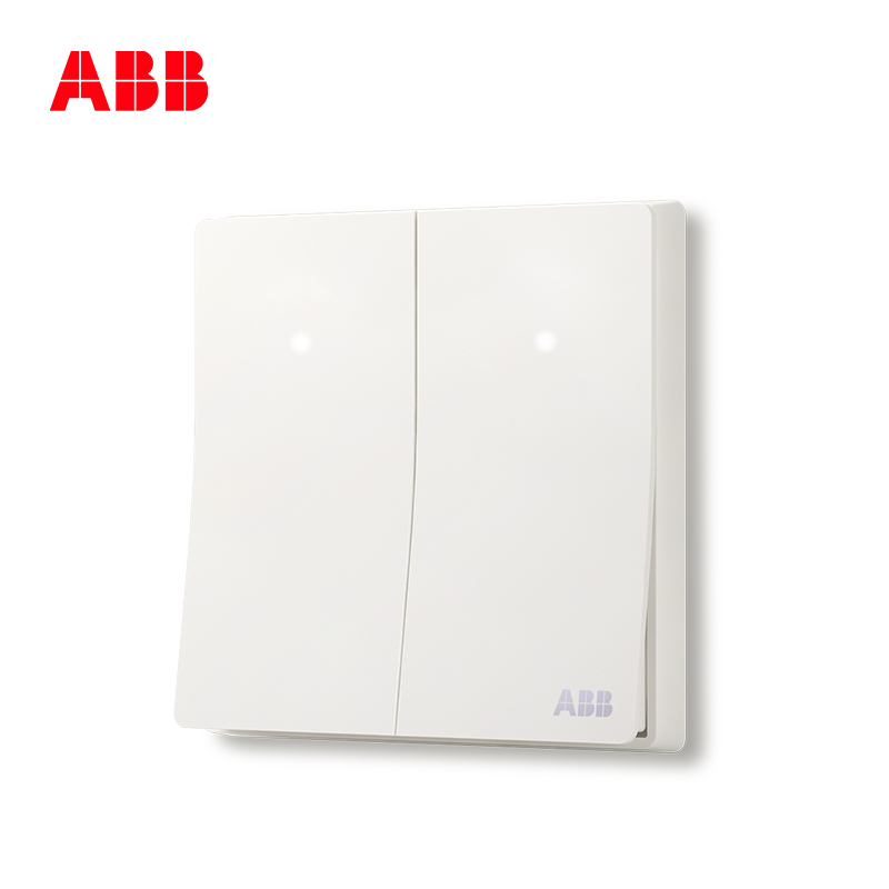 ABB开关插座 轩致无框 雅典白色二位单控带灯开关 16AXAF182