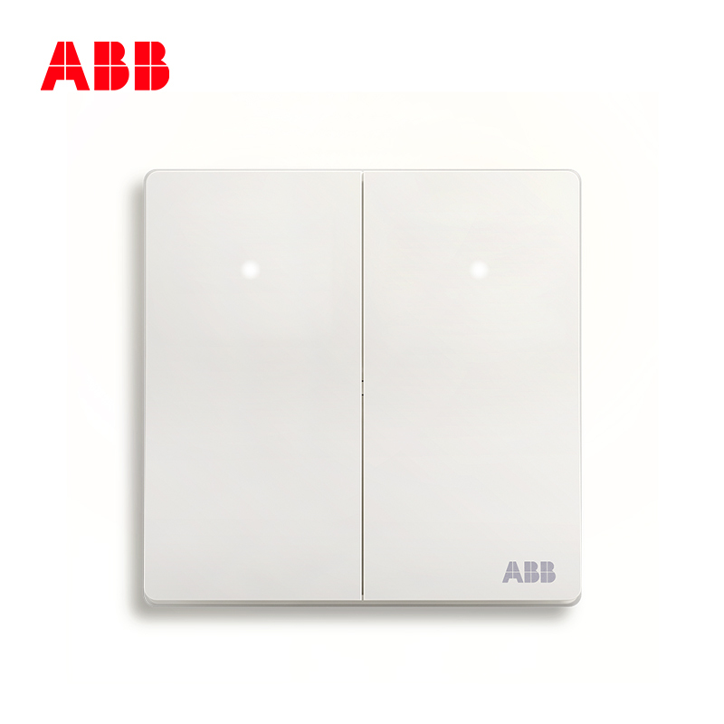 ABB开关插座 轩致无框 雅典白色二位单控带灯开关 16AXAF182