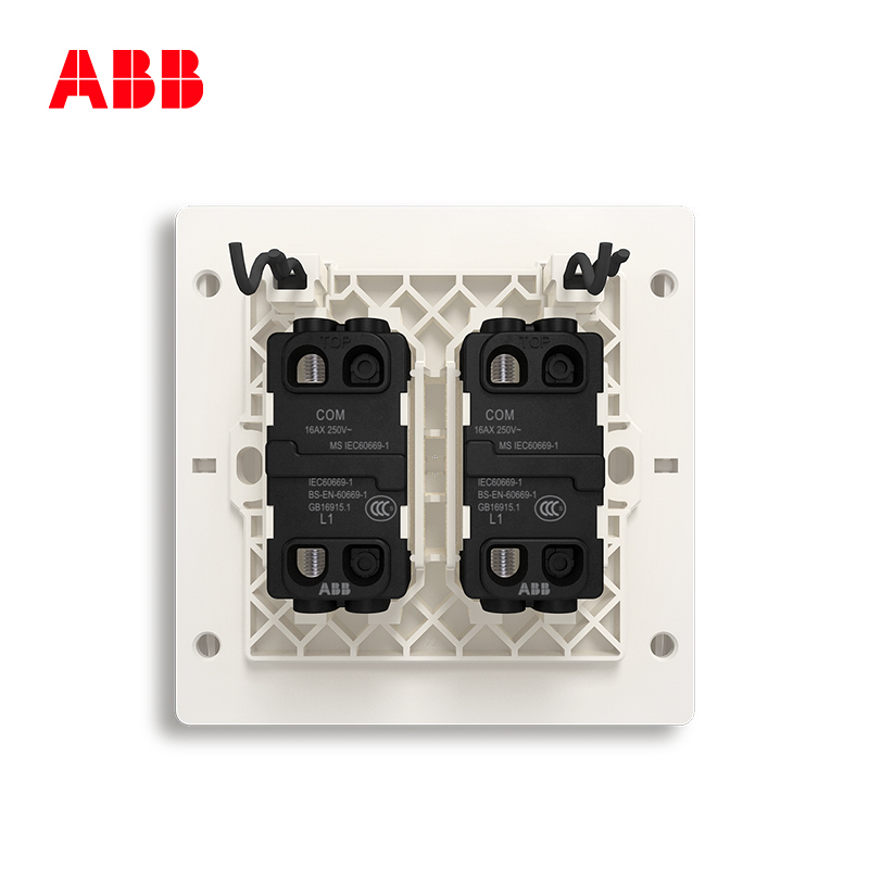 ABB开关插座 轩致无框 雅典白色二位单控带灯开关 16AXAF182