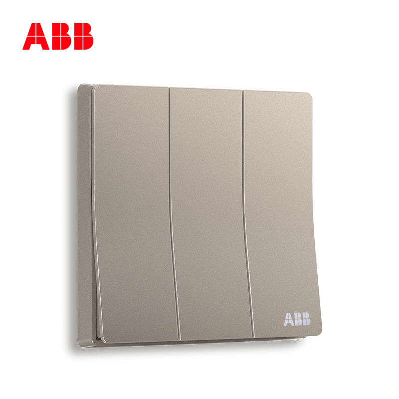 ABB开关插座 轩致无框 朝霞金三位单控开关 16AXAF123-PG