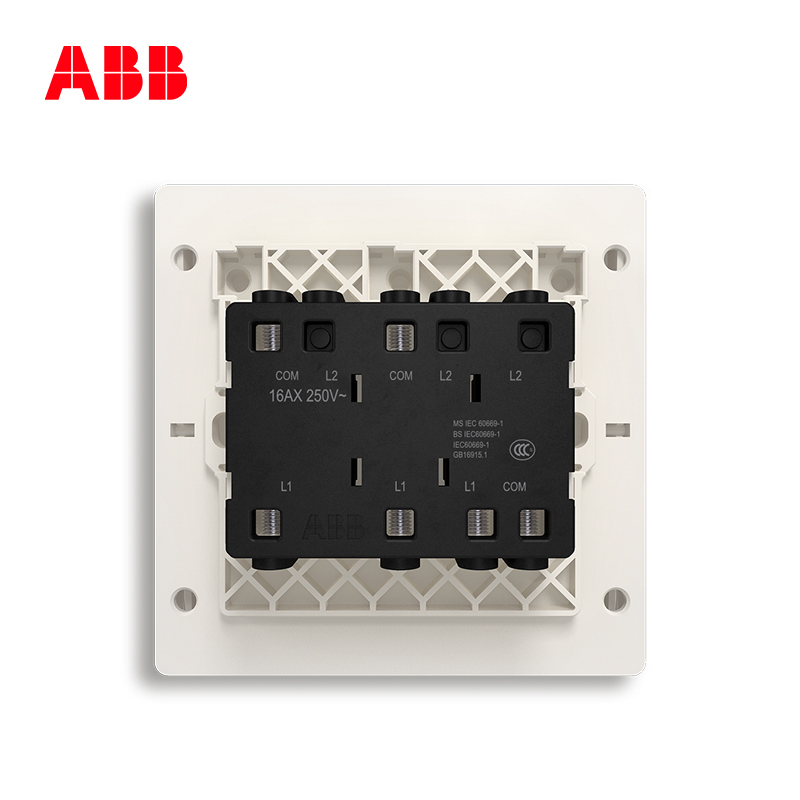 ABB开关插座 轩致无框 朝霞金三位单控开关 16AXAF123-PG