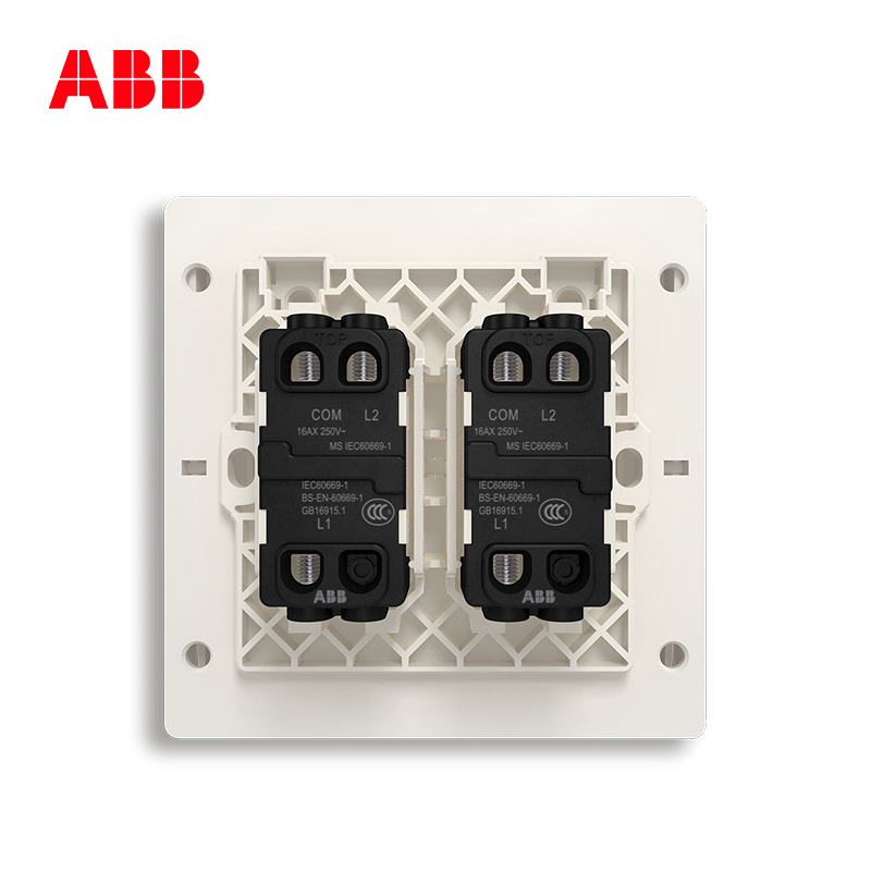 ABB开关插座 轩致无框 雅典白色二位双控开关 16AXAF126-CS