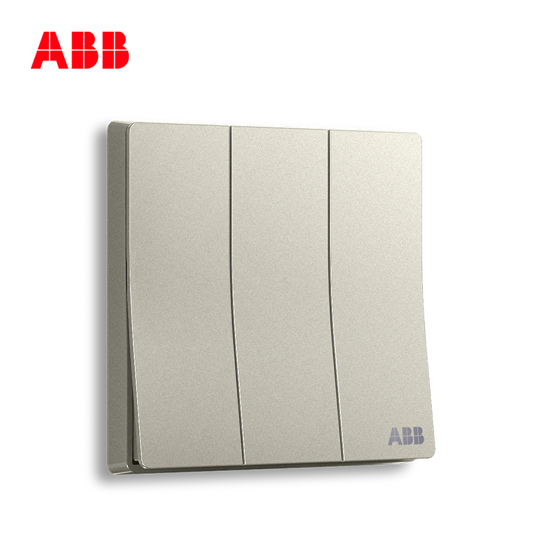 ABB开关插座 轩致无框 香槟银三位双控开关 16AXAF121-CS