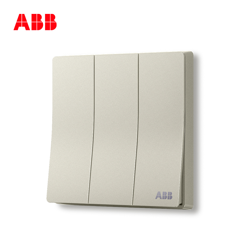 ABB开关插座 轩致无框 香槟银三位双控开关 16AXAF121-CS