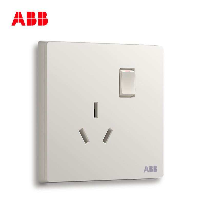 ABB开关插座 轩致无框一位中标带开关三孔插座16AAF228