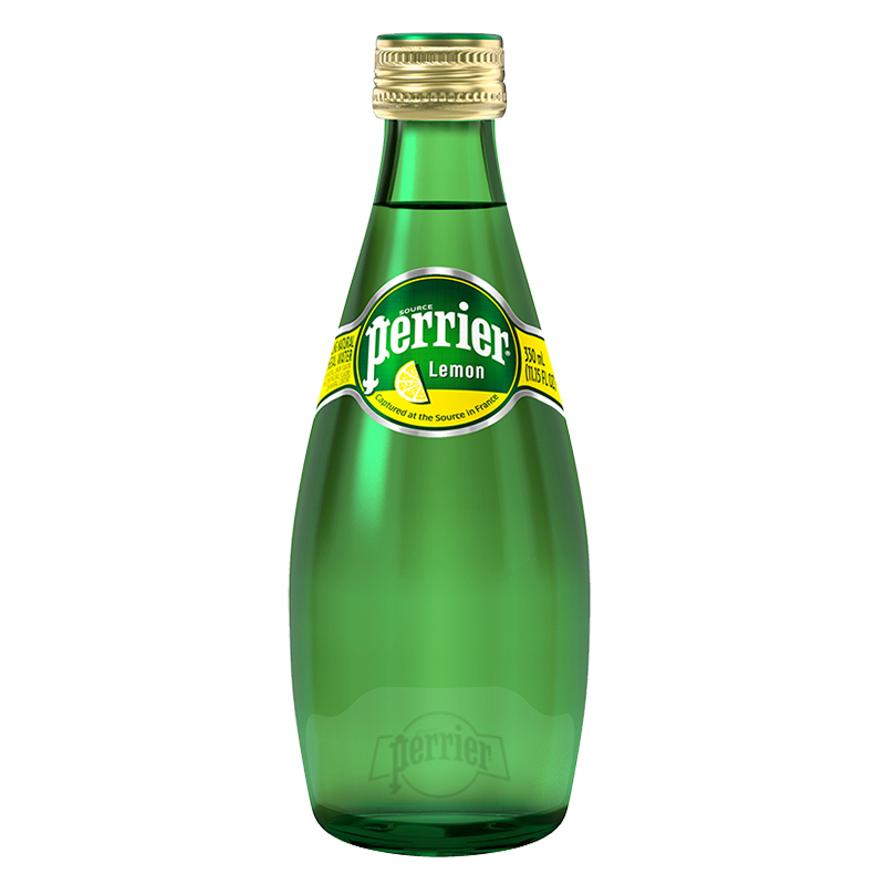 Perrier 巴黎水 含气天然矿泉水（原味） 玻璃瓶装 330ML*24瓶/箱装 法国进口气泡水