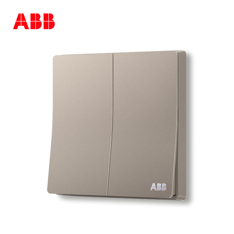 ABB开关插座 轩致无框 朝霞金二位双控开关 16AXAF126-PG