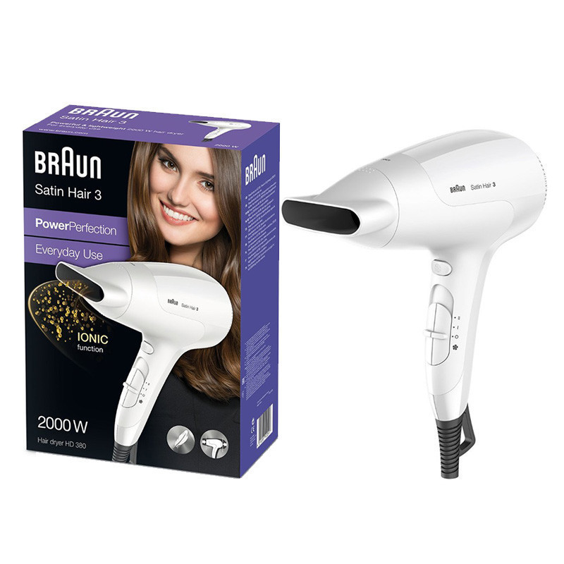 博朗(BRAUN)HD380 负离子电吹风 集风嘴大功率[保税仓发货]
