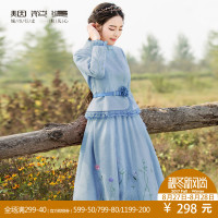 烟花烫2018春装新款女装毛呢上衣外套+绣花半身裙套装 抚弦29039702