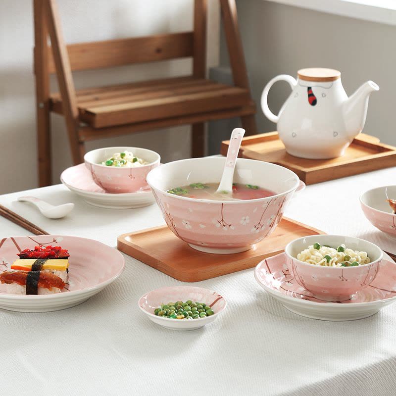 顺祥52头套装餐具(樱花烂漫)碗碟套装套装餐具碗碟盘勺子筷子家用套装图片