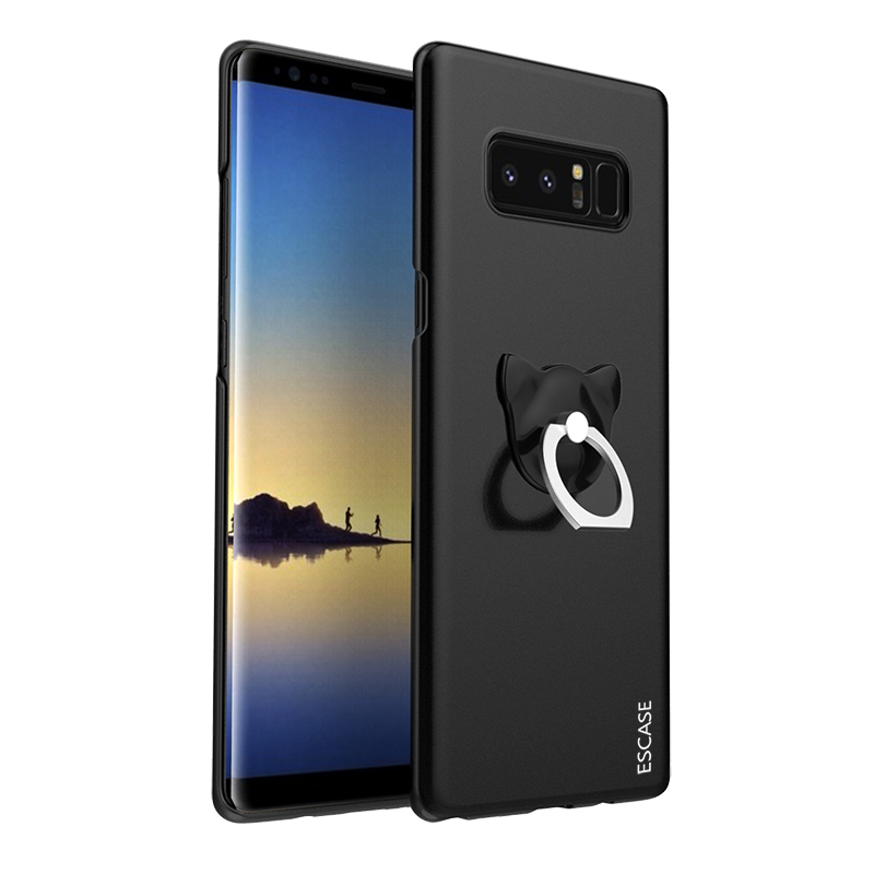 ESCASE 三星Note8手机壳 三星Note8手机套 送可拆卸指环扣 全包烤漆肤感保护硬壳 肤感黑