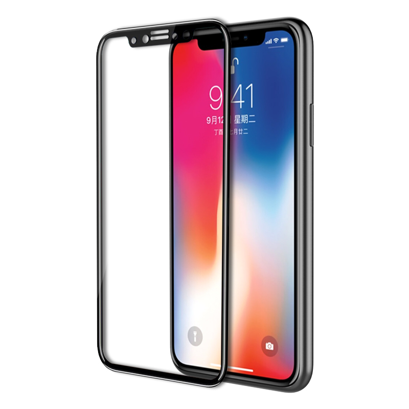 ESCASE苹果X/苹果10钢化膜/手机膜/贴膜 全屏 苹果iPhoneX玻璃膜全覆盖高清防爆防指纹手机贴膜 全屏系黑色