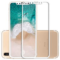 ESCASE iphone苹果X/10手机钢化膜/保护膜/玻璃膜 全屏全覆盖高清防爆防指纹手机贴膜 白色边框