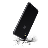 ESCASE 苹果iPhoneX手机壳/保护壳/套 手机软壳 四角气垫防摔软壳(有吊绳孔) 透明黑