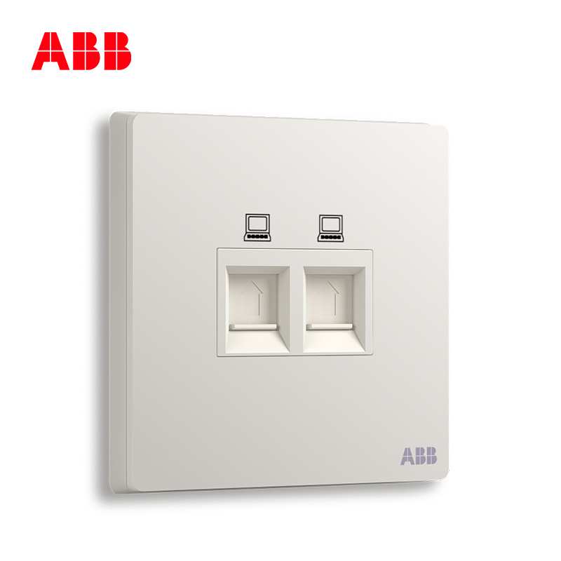 ABB开关插座 轩致无框雅典白色二位6类电脑插座RJ45AF329