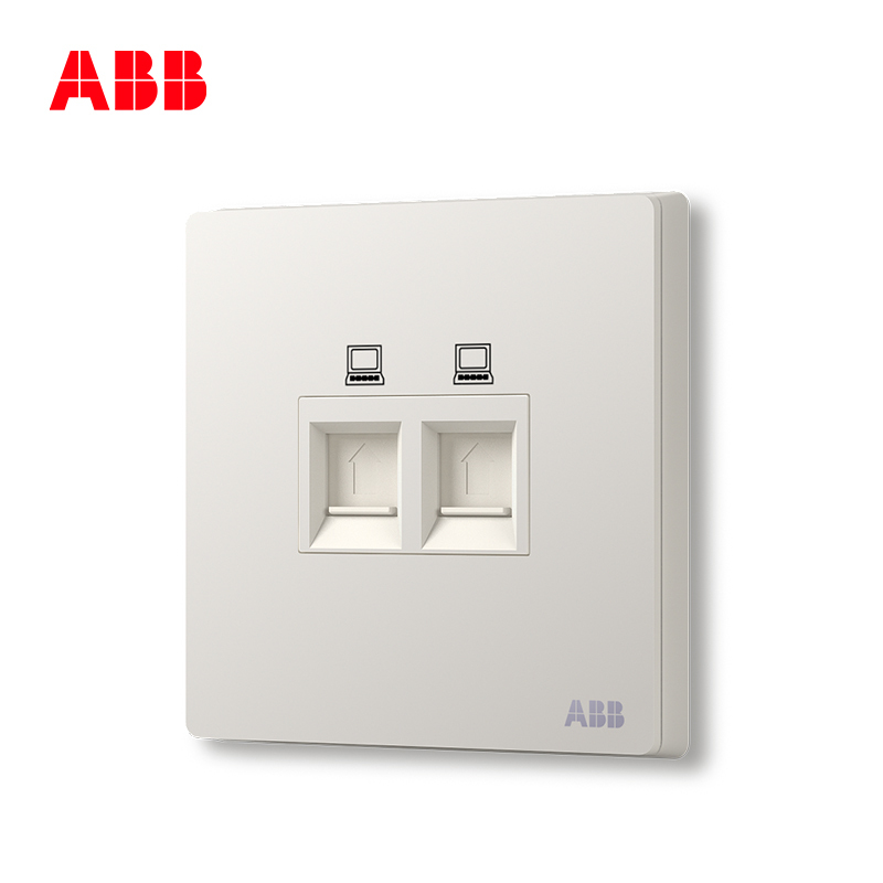 ABB开关插座 轩致无框雅典白色二位6类电脑插座RJ45AF329