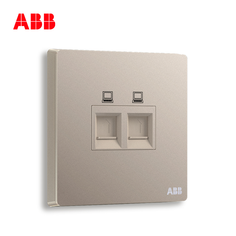 ABB开关插座 轩致无框朝霞金二位超5类电脑插座RJ45AF332-PG