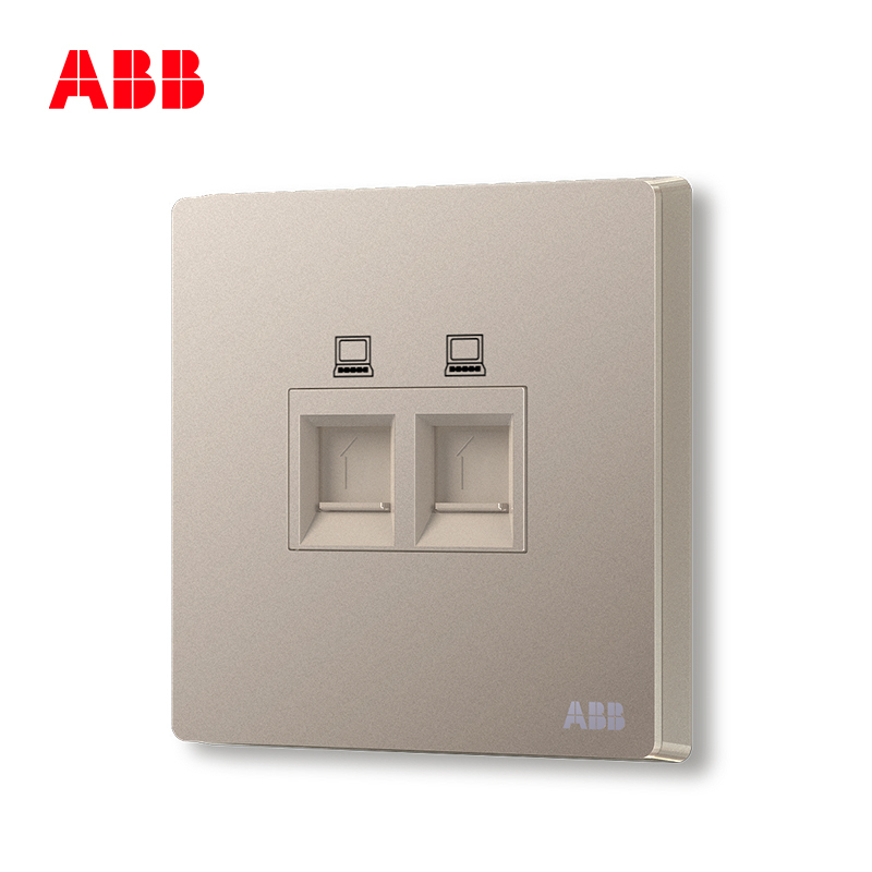 ABB开关插座 轩致无框朝霞金二位超5类电脑插座RJ45AF332-PG