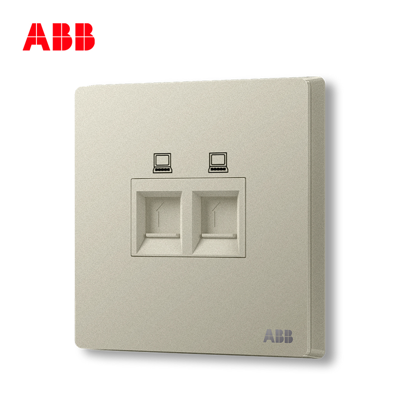 ABB开关插座 轩致无框香槟银二位6类电脑插座RJ45AF329-CS