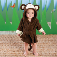 babyaspen 可爱猴子纯棉婴儿连帽浴袍