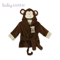babyaspen 可爱猴子纯棉婴儿连帽浴袍