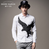 迪尔马奇春装新款男士休闲长袖衬衫雄鹰印花男装衬衣M06676