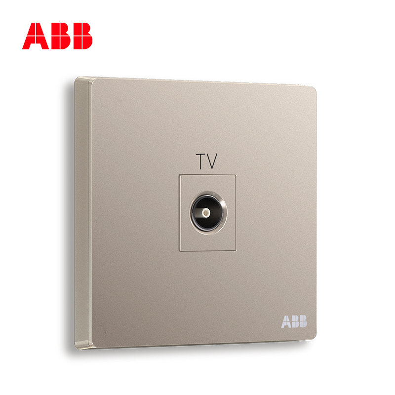 ABB开关插座 轩致无框朝霞金一位电视插座AF301—PG