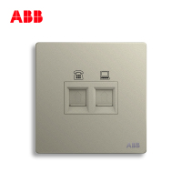 ABB开关插座 轩致无框香槟银二位电话RJ11/6类电脑插座RJ45AF330-CS