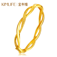 金利福 黄金手镯 AU999足金女士手镯 女款黄金磨砂光圈开口手环手链 韩版时尚新款首饰 F001317