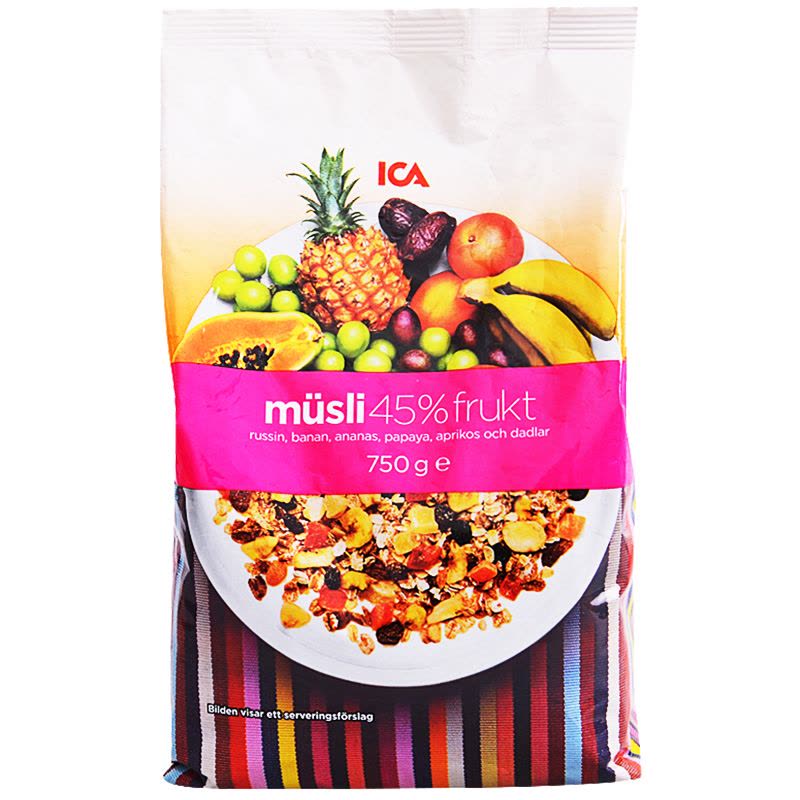 ICA 45%水果燕麦片 750g/袋 袋装 营养早餐 瑞典进口即食麦片图片