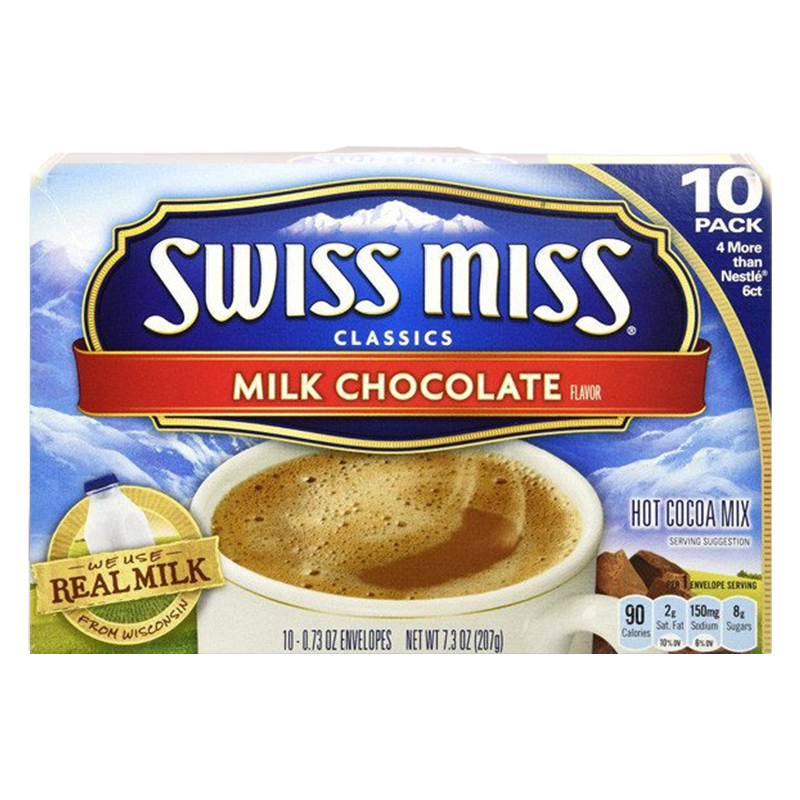 Swiss Miss 瑞士小姐 牛奶 巧克力冲饮粉 (10*28g)280g 盒装 美国 进口冲饮 巧克力可可粉