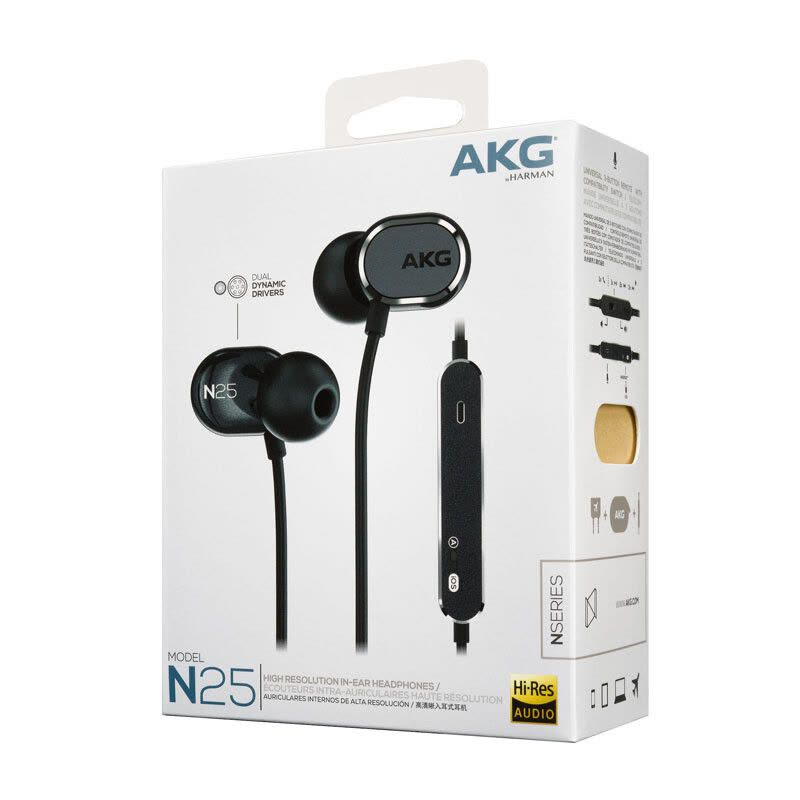 AKG/爱科技 N25入耳式耳机手机通用线控带麦通话hifi手机耳塞 有线耳机 黑色图片