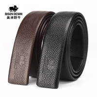 美洲野牛不带头皮带男士无头自动扣腰带头层牛皮无扣裤带