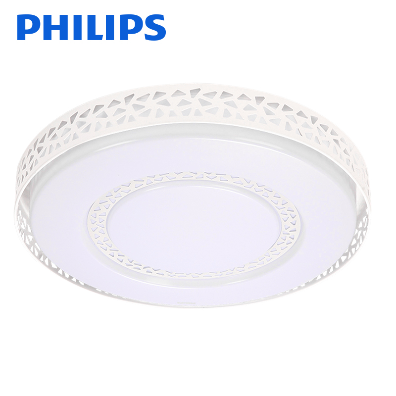 飞利浦(PHILIPS)led照明镂空雕花双层灯罩卧室圆形吸顶灯简约现代温馨书房客厅房间灯具20W 4000K 白色炫丽视频介绍_飞利浦 ...
